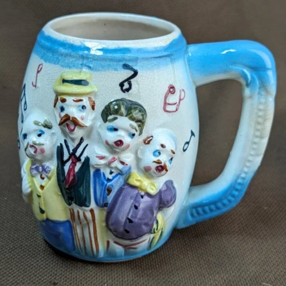 Vintage Mug Cup Barbershop Quartet with Surprise Nude Figure Inside Nudie